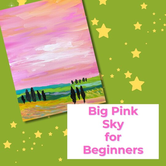 Big Pink Sky Acrylic Painting For Beginners